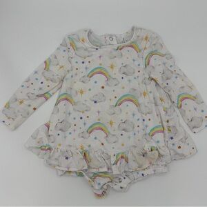 Posh Peanut Rainbow and Cloud Long Sleeve Onesie GUC 6-12M